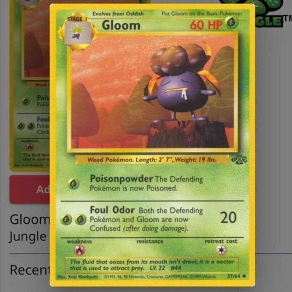 Gloom - Jungle 37/64 uncommon Pokémon card from the 1999 Wizards of the Coast s